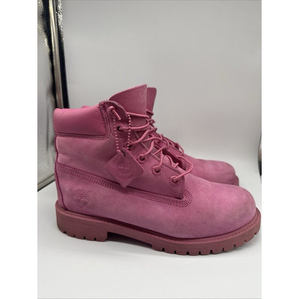 Timberland Premium Boots Unisex Pink Leather Waterproof Boots Size M/5.5 W/7